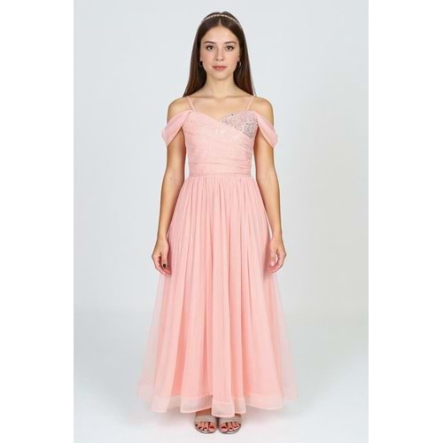 Kız Çocuk Şifon Destekli Garson Abiye