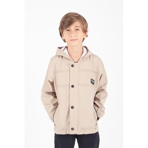 Erkek Çocuk Kapüşonlu Cepli Yağmurluk