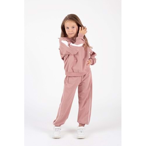 Kız Çocuk Yarasa Kollu Tarz Eşofman Takım