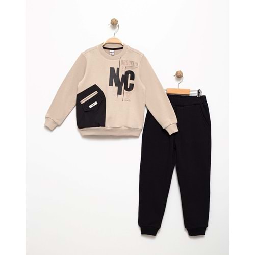 Erkek Çocuk Baskılı Cep Detaylı Tarz Eşofman Takım