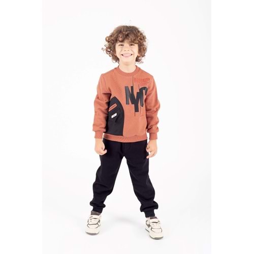 Erkek Çocuk Baskılı Cep Detaylı Tarz Eşofman Takım