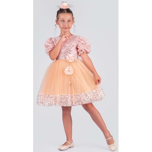 Etek Ucu Pul Detaylı Kız Çocuk Elbise