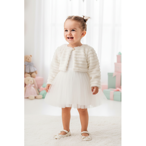 Kız Bebek Kışlık Bolerolu Tütülü Elbise