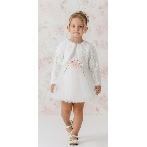 Kız Bebek Bolerolu Çiçek Motif Tütülü Elbise