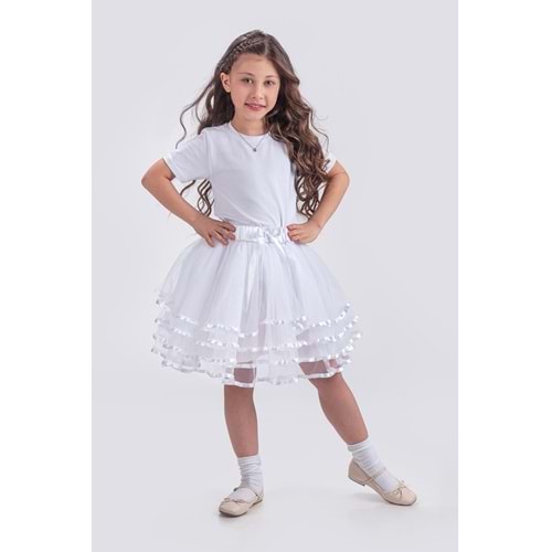 Saten Şerit Katlı Kız Çocuk Tütü Etek M00781