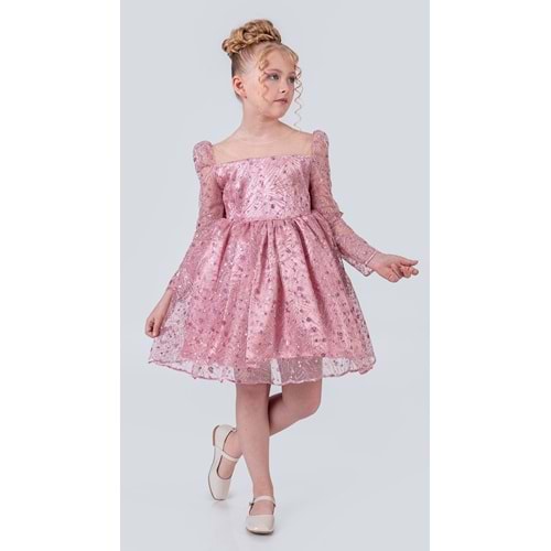 Sırt Büyük Kurdelalı Kız Çocuk Abiye Elbise