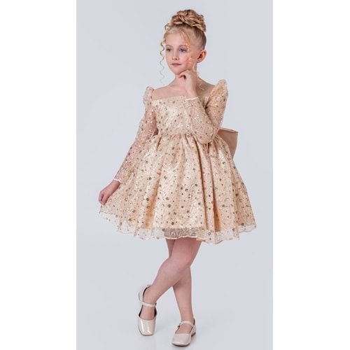 Sırt Büyük Kurdelalı Kız Çocuk Abiye Elbise