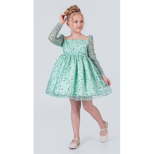 Sırt Büyük Kurdelalı Kız Çocuk Abiye Elbise