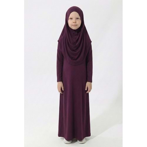 Tek Parça Jarse Tesettür Kız Çocuk Namaz Elbise