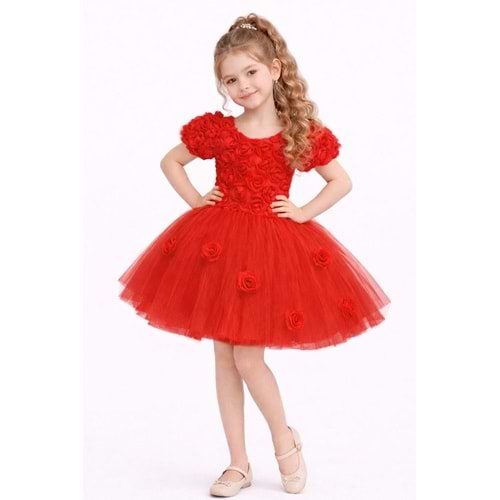 Kız Çocuk Güllü Tütü Özel Gün Elbisesi