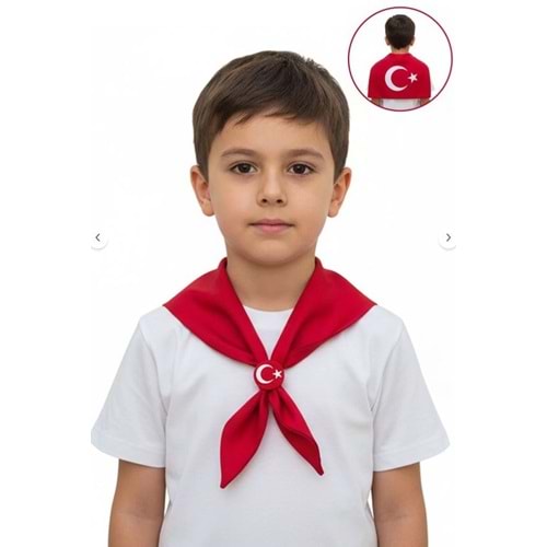 Türk Bayrak Motifli Çocuk Bayramlık Fular