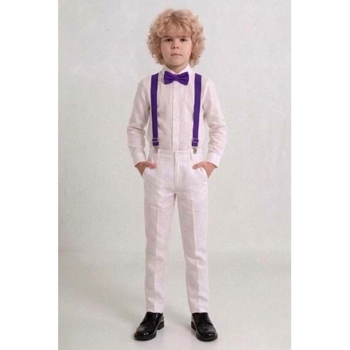 23 Nisan Çocuk Bayramı Beyaz Gabardin Pantolonlu Erkek Çocuk Takımı