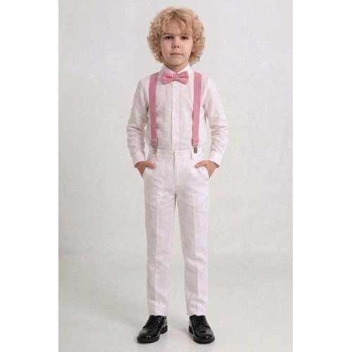23 Nisan Çocuk Bayramı Beyaz Gabardin Pantolonlu Erkek Çocuk Takımı