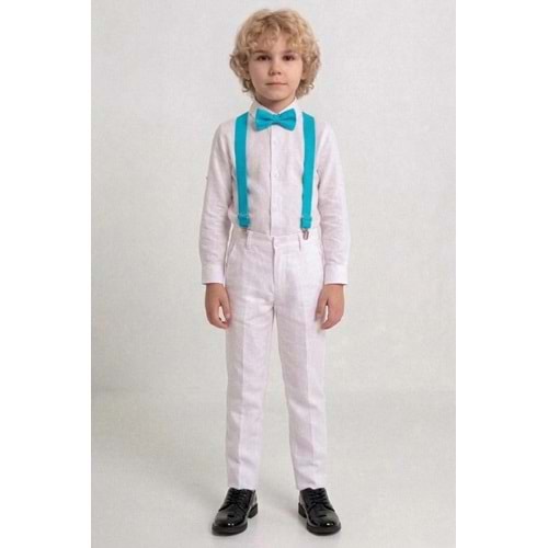 23 Nisan Çocuk Bayramı Beyaz Gabardin Pantolonlu Erkek Çocuk Takımı