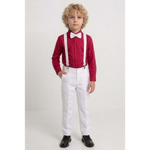 23 Nisan Çocuk Bayramı Beyaz Gabardin Pantolonlu Erkek Çocuk Takımı