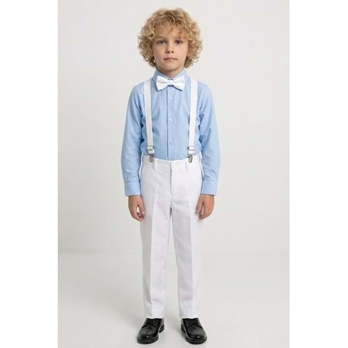 23 Nisan Çocuk Bayramı Beyaz Gabardin Pantolonlu Erkek Çocuk Takımı