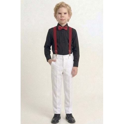 23 Nisan Çocuk Bayramı Beyaz Gabardin Pantolonlu Erkek Çocuk Takımı