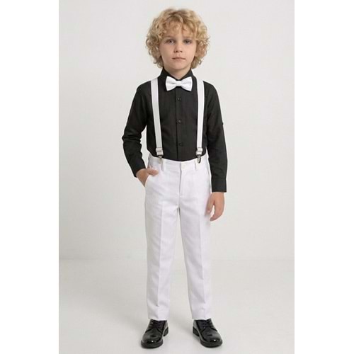 23 Nisan Çocuk Bayramı Beyaz Gabardin Pantolonlu Erkek Çocuk Takımı