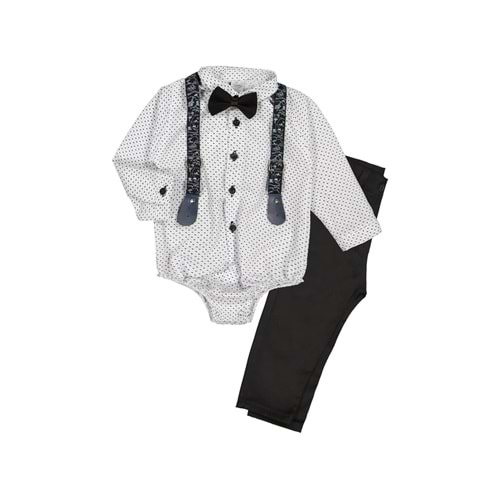 Erkek Bebek Gömlek, Askı, Papyon Ve Pantolon Takım SB294