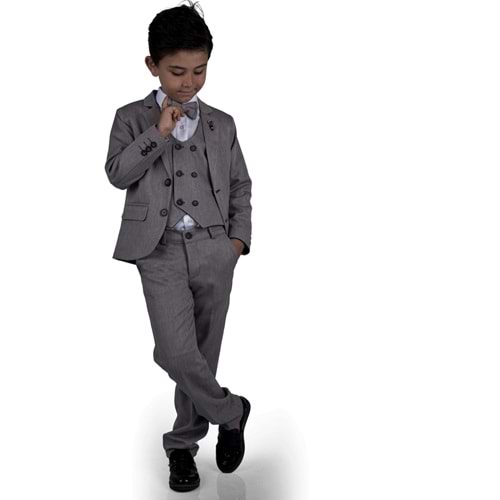 Erkek Çocuk Yelek, Pantolon , Gömlek , Papyon ve Caket Tam Takım Elbise SB523