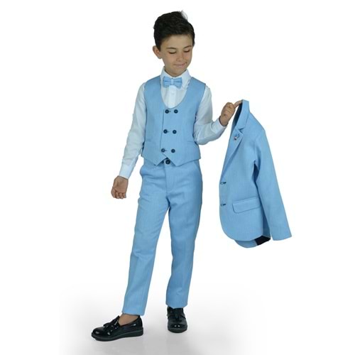 Erkek Çocuk Yelek, Pantolon , Gömlek , Papyon ve Caket Tam Takım Elbise SB523