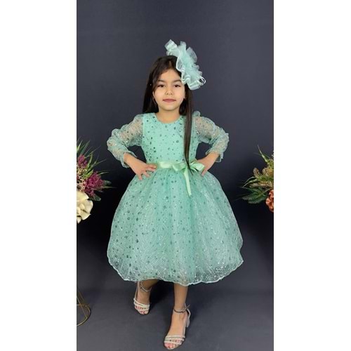 Parlak Dantel Kız Çocuk Elbise SB538