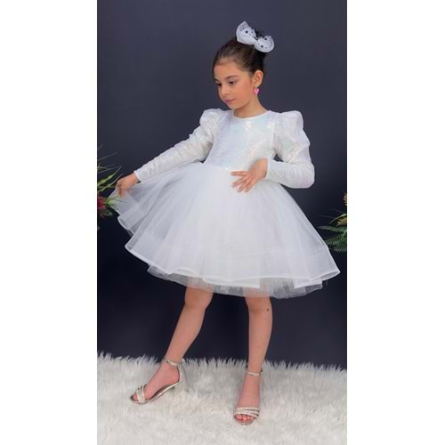 Payetli Tütülü Kız Çocuk Uzun Kol Parti, Doğum Günü, Özel Gün Abiye