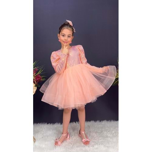 Payetli Tütülü Kız Çocuk Uzun Kol Parti, Doğum Günü, Özel Gün Abiye