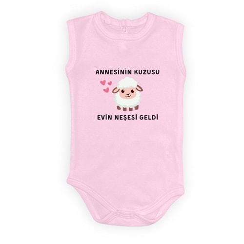 Kuzu Baskılı Esprili Unisex Bebek Badi SB637