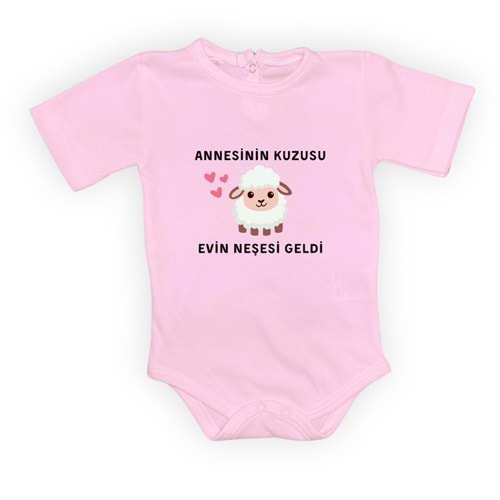 Kuzu Baskılı Esprili Unisex Bebek Badi SB637