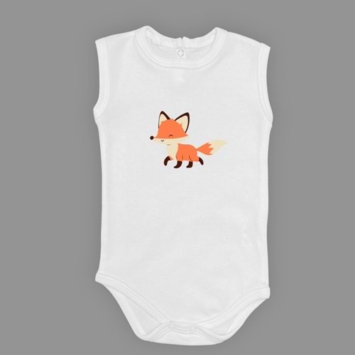 Tilki Motif Unisex Penye Bebek Body SB642