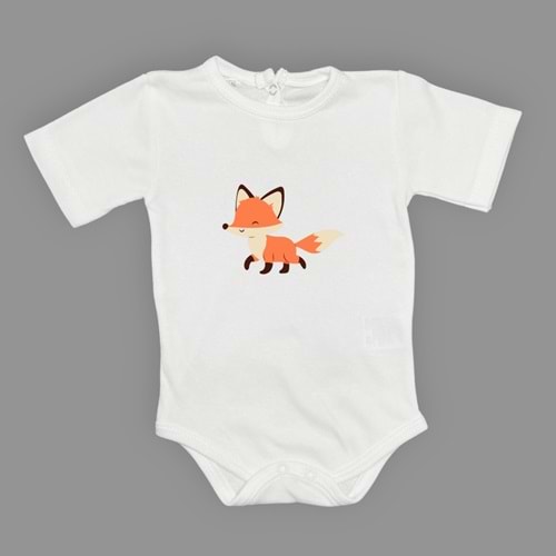 Tilki Motif Unisex Penye Bebek Body SB642