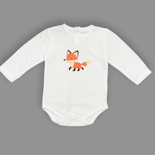 Tilki Motif Unisex Penye Bebek Body SB642