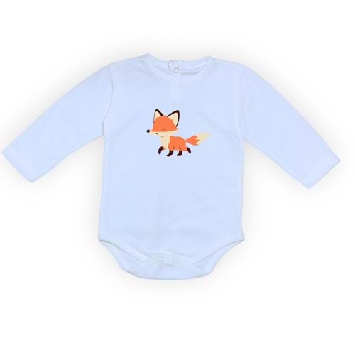 Tilki Motif Unisex Penye Bebek Body SB642