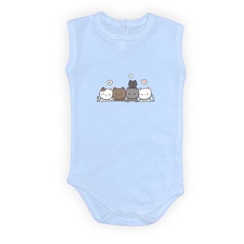 Kedi Baskılı Kız, Erkek Alttan Çıtçıtlı Body S646
