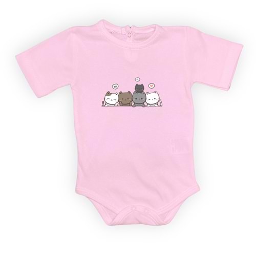 Kedi Baskılı Kız, Erkek Alttan Çıtçıtlı Body S646