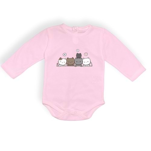 Kedi Baskılı Kız, Erkek Alttan Çıtçıtlı Body S646