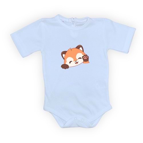 Tilki Baskılı Bebek Body Alttan Çıtçıtlı Badi SB647