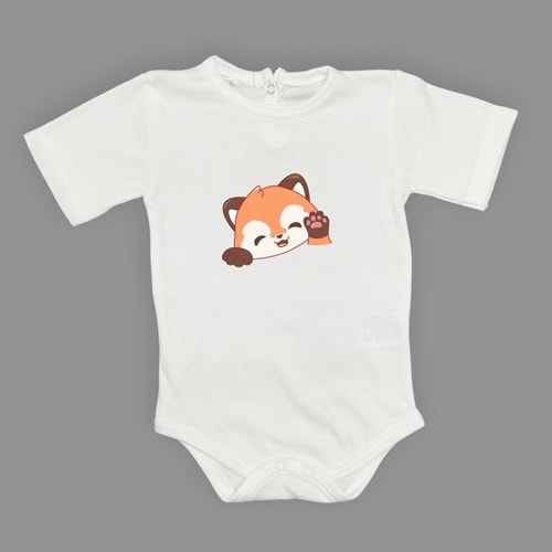 Tilki Baskılı Bebek Body Alttan Çıtçıtlı Badi SB647