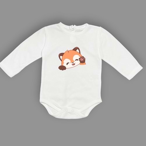 Tilki Baskılı Bebek Body Alttan Çıtçıtlı Badi SB647