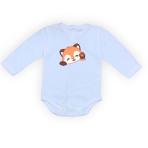 Tilki Baskılı Bebek Body Alttan Çıtçıtlı Badi SB647
