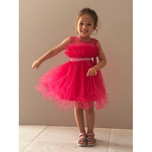 Kız Çocuk Organze Tütü Etek Aksesuarlı Elbise SB285