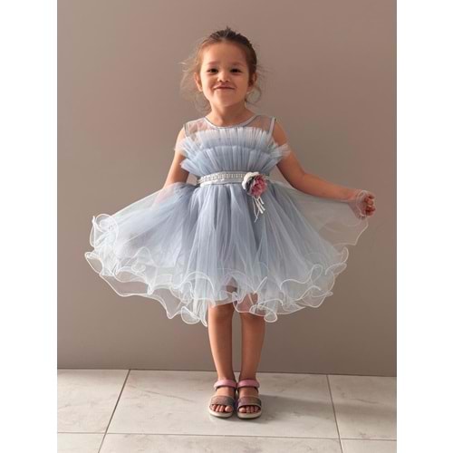 Kız Çocuk Organze Tütü Etek Aksesuarlı Elbise SB285
