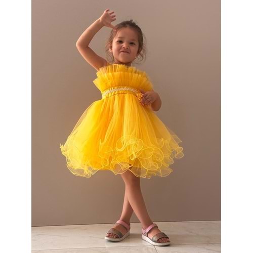 Kız Çocuk Organze Tütü Etek Aksesuarlı Elbise SB285