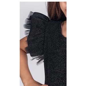 Kız Çocuk Janjanlı Kumaş Abiye SB669