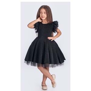 Kız Çocuk Janjanlı Kumaş Abiye SB669