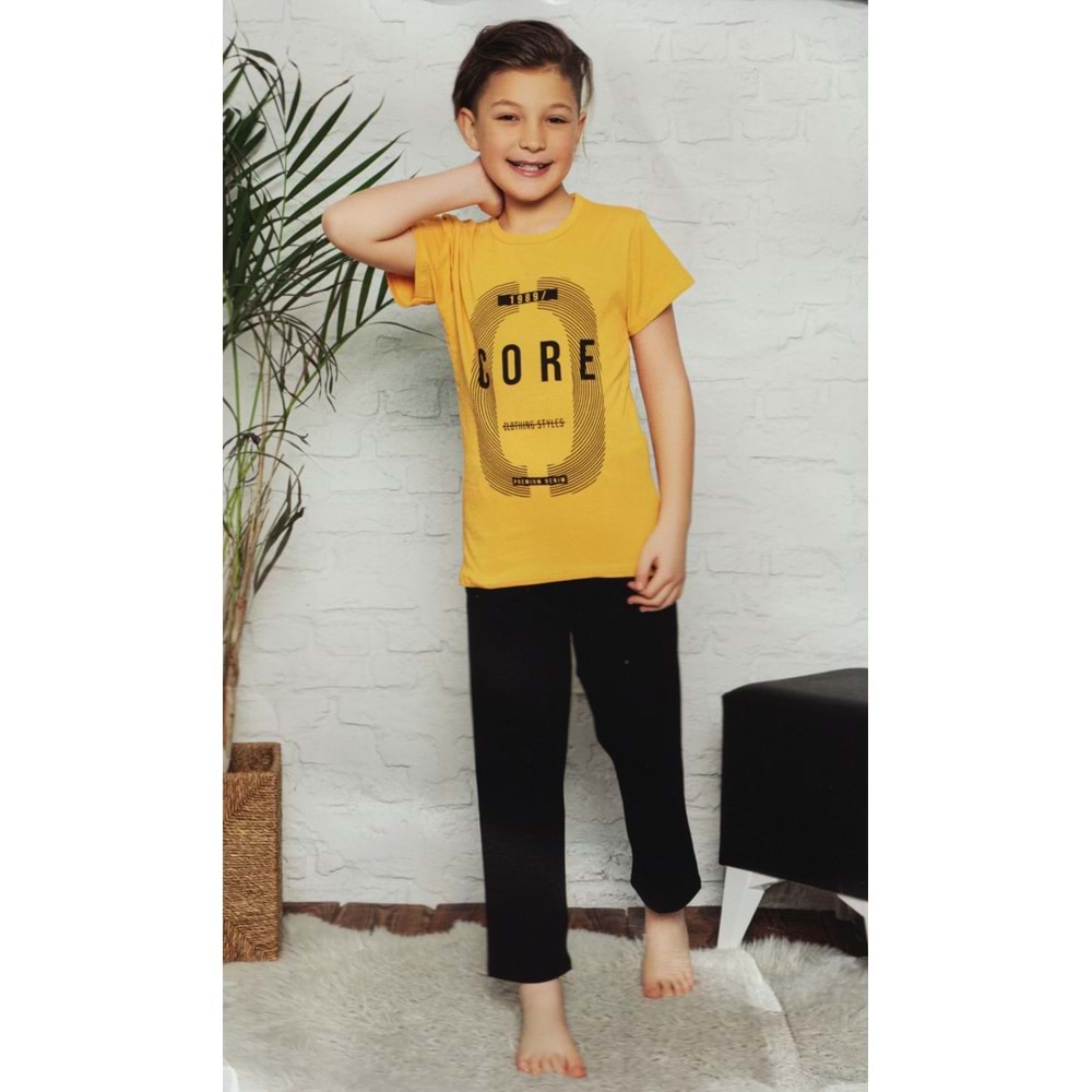 Uzun Pantolonlu , Kısa Kol Tişört Çocuk Penye Pijama Takım