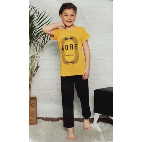 Uzun Pantolonlu , Kısa Kol Tişört Çocuk Penye Pijama Takım