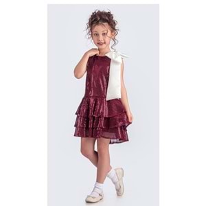 Payet Kumaş Kolsuz Kız Çoccuk Parti Elbise SB702