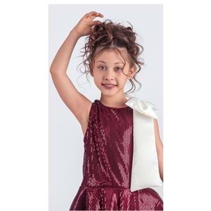 Payet Kumaş Kolsuz Kız Çoccuk Parti Elbise SB702